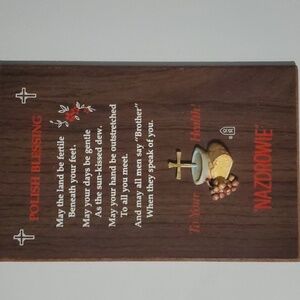 RR plaque home size 5-1/2" x 8-1/2" brown red white polish blessing nazdrowie